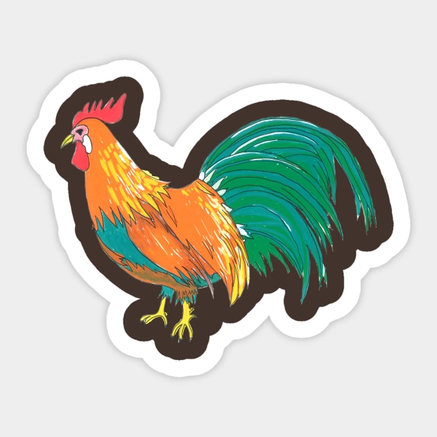 The Rooster Sticker by DoodlesAndStuff